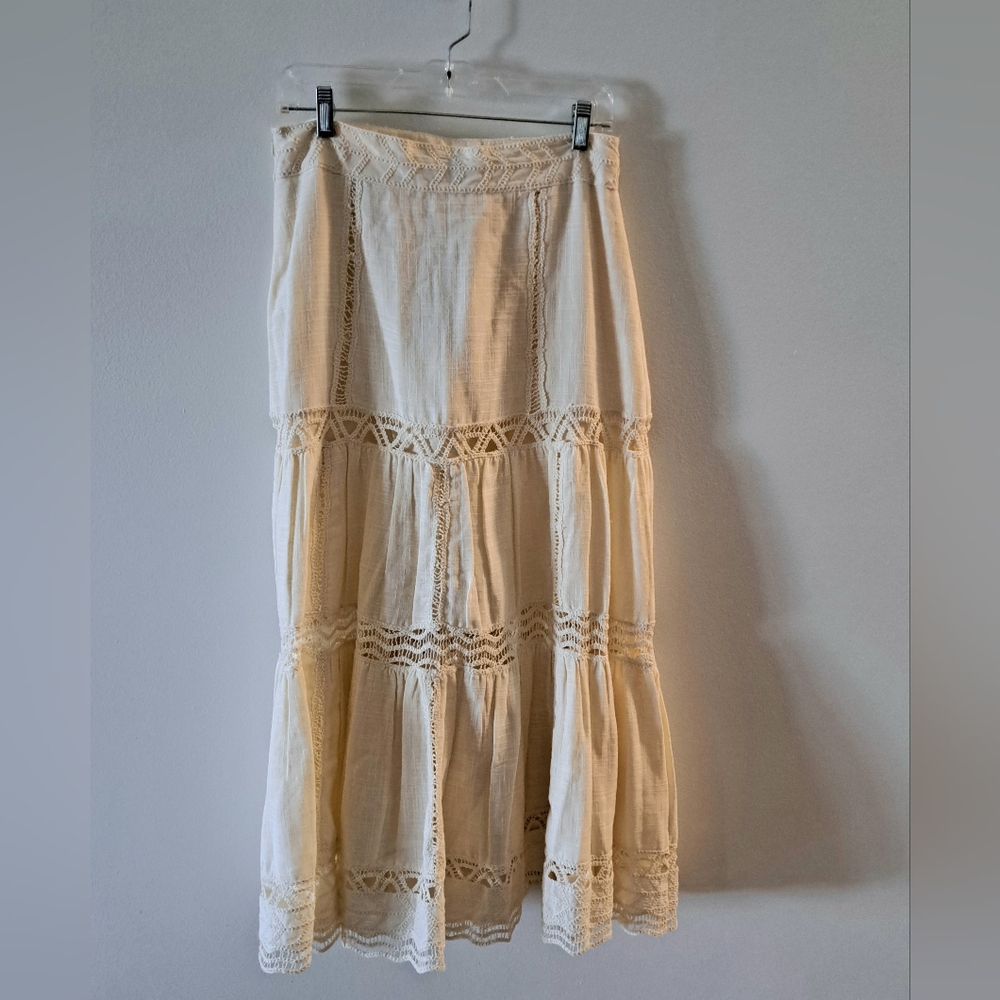 NWT Zara Crochet Cotton Maxi Skirt Sz S - Ecru